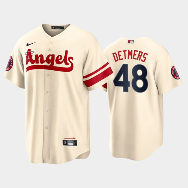 Men's Los Angeles Angels #48 Reid Detmers Cream 2022 City Connect Cool Base Stitched Jersey